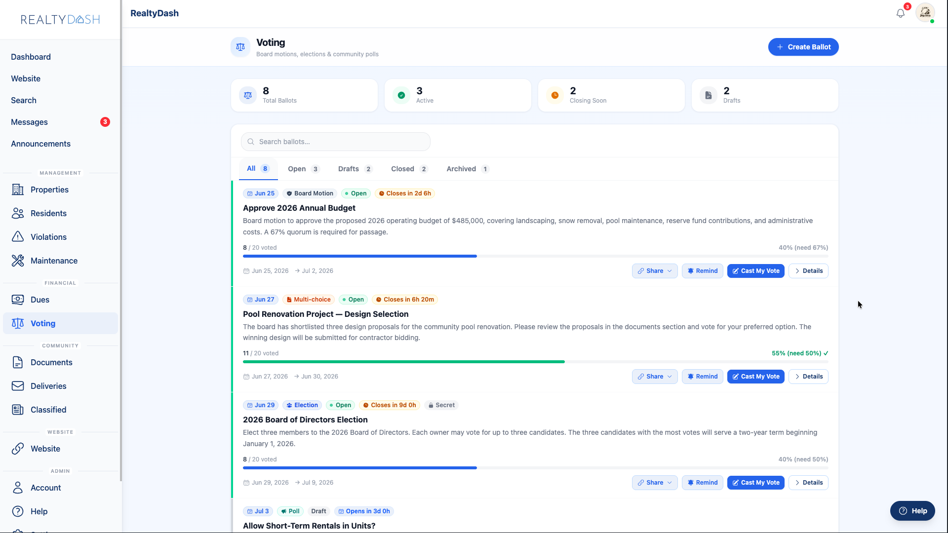 RealtyDash Voting